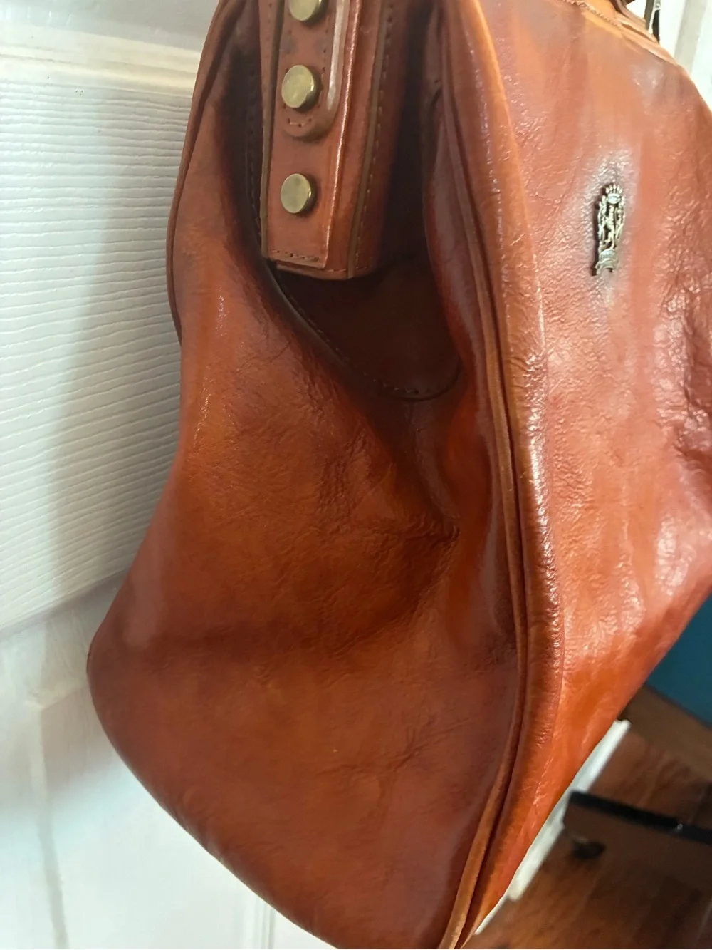 Pratesi Firenze Monteriggioni Cognac Leather Doctor Satchel Bag Italy B174